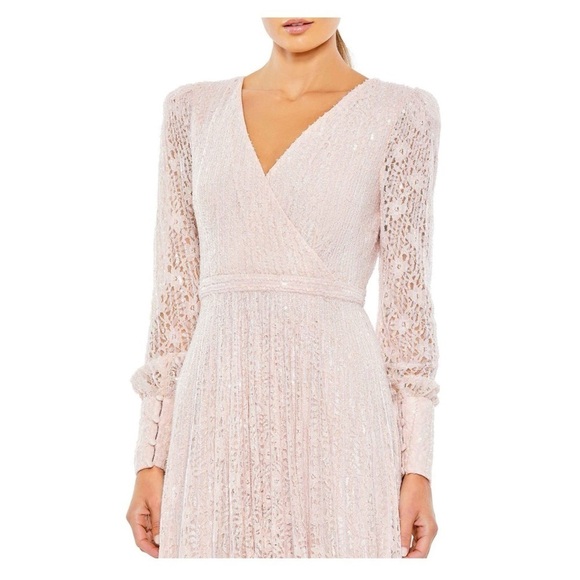 MAC DUGGAL 93679 dress gown pink size 6 formal long sleeve lace beaded NWT - Picture 5 of 16